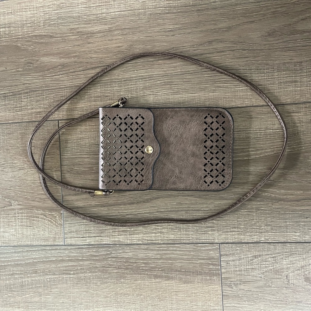 Leather and plastic Elegant Brown Crossbody Bag